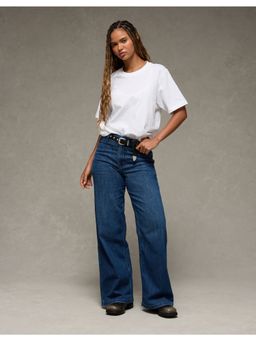 American Eagle - Women Blue Tides Baggy and Wide-Leg Jeans