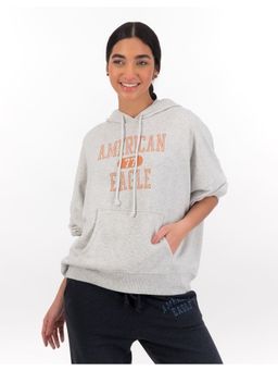 American Eagle - Women Heather Gray Fleece Hoodie