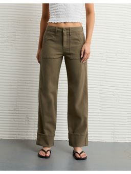 American Eagle - Olive Solid Straight Fit Trouser