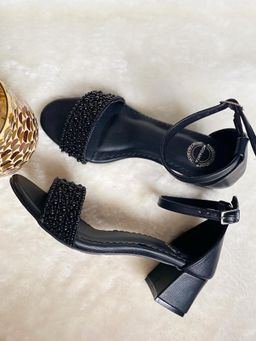 Modanta - Pearl Strap Black Heels