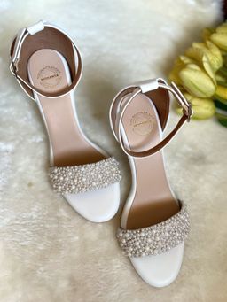 Modanta - Pearl Strap White Wedges