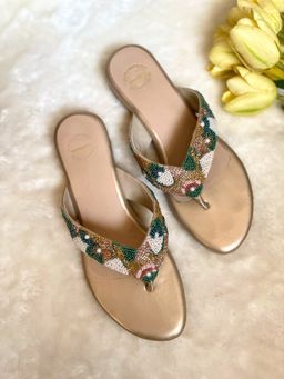 Modanta - Embroidered V-Strap Slip Ons Sliders