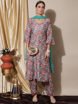 Stylee LIFESTYLE - Pink Viscose Digital Printed Dress Material