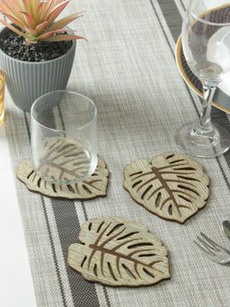 Eyda - Set of 6 Leaf Shape Wooden Coaster