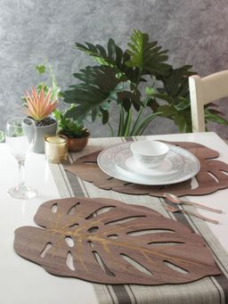 Eyda - Set of 6 Leaf Design MDF Table Mats