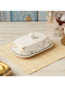 The Decor Mart - The Decormart White Marble Ceramic Butter Dish