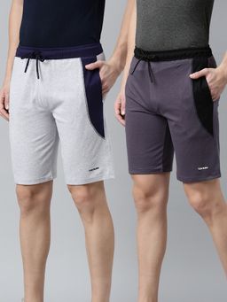 Tom Burg - Colorblock Men Grey Basic Lounge Shorts (Set of 2)