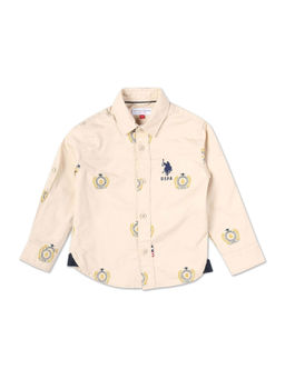 U.S. POLO ASSN. - Brand Print Cotton Shirt Beige