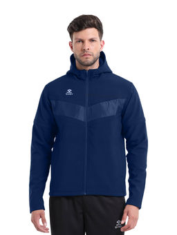 Shrey - Solid Navy Blue Softshell Hooded Jacket