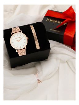 Joker and Witch - Joker & Witch White Love Triangle Watch & Bracelet With Ring For Women (Pack of 3) (JWLT45)