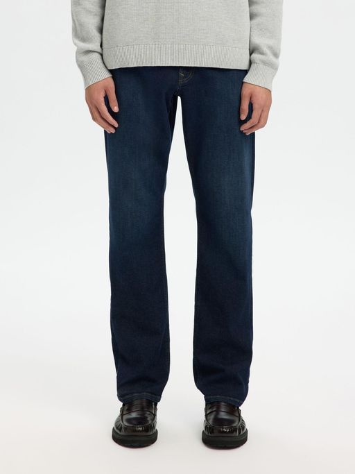 Selected Dark Blue Straight Fit Cleo Flex Jeans