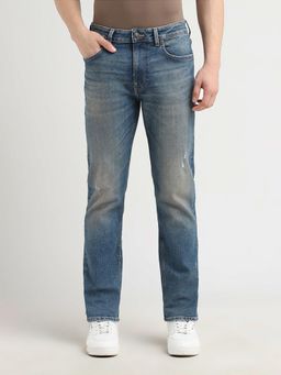 SELECTED HOMME - Men Mildly Distressed Straight Fit Jeans