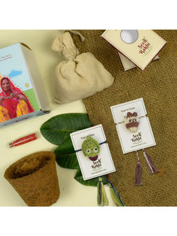 Indigifts - 2 Plantable Seed Rakhi For Brother With Planter, Manual With Roli (Multi)