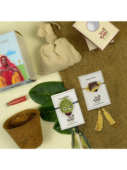 Indigifts - 2 Plantable Seed Rakhi For Brother With Planter, Manual With Roli (Multi)