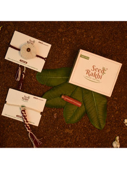 Indigifts - 2 Plantable Seed Rakhi For Brother 1 Instruction Manual With Roli (White)