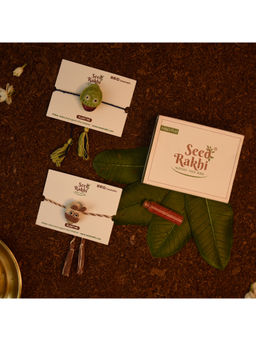 Indigifts - 2 Plantable Seed Rakhi For Brother Manual With Roli (White & Brown)