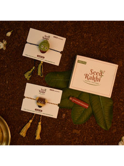 Indigifts - 2 Plantable Seed Rakhi For Brother Manual With Roli (Brown & Yellow)