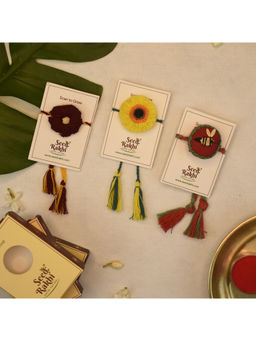 Indigifts - 3 Plantable Seed Rakhi For Brother Eco-Friendly & Handmade (Multi)