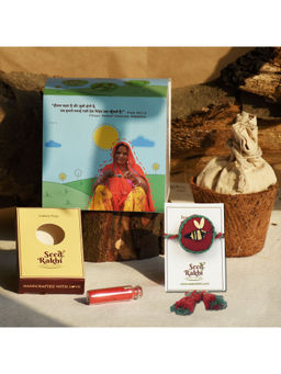 Indigifts - Plantable Seed Rakhi For Brother With Planter, Manual, Roli (Red)