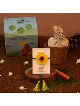 Indigifts - Plantable Seed Rakhi For Brother With Planter, Manual, Roli (Yellow)