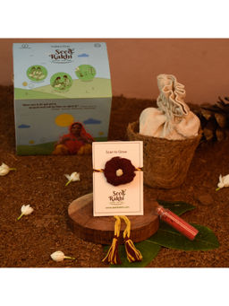 Indigifts - Plantable Seed Rakhi For Brother With Planter, Manual, Roli (Red)