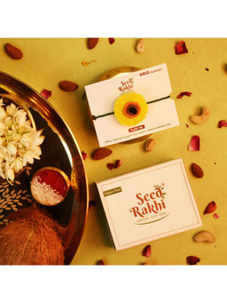 Indigifts - Plantable Seed Rakhi For Brother 1 Instruction Manual With Roli (Yellow)