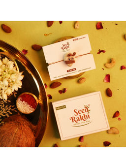 Indigifts - Plantable Dog Seed Rakhi For Brother With Manual & Roli (White & Brown)