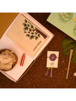 Indigifts - Plantable Seed Rakhi For Brother With Planter, 1 Diary & Pen (Purple)
