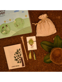Indigifts - Plantable Frog Seed Rakhi For Brother With Planter, 1 Diary & Pen (Green)