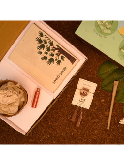 Indigifts - Plantable Dog Seed Rakhi For Brother With Planter, 1 Diary & Pen (White)