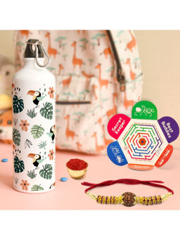 Indigifts - Gift For Brother Bottle, Rakhi, Roli with Card, Mothers Day Gift
