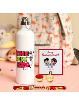 Indigifts - Rakhi Gift For Brother Bottle, Rakhi, Roli With Card