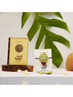 Indigifts - Frog Shape Plantable Seed Rakhi For Brother Eco-Friendly, Handmade (Green)