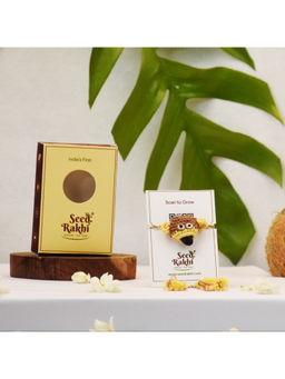 Indigifts - Eco-Friendly Plantable Monkey Seed Rakhi For Brother (Brown & Yellow)