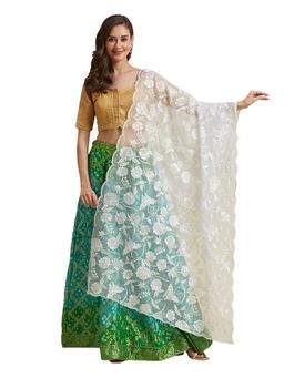 Dupatta Bazaar - Women Butterfly and Floral Embroidered Organza Dupatta