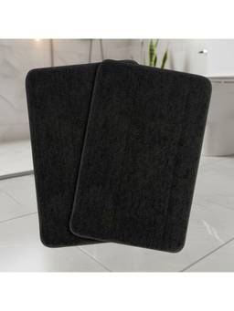Saral Home - Black Microfiber Anti Skid Bath Mat 35x50 cm (Pack of 2)