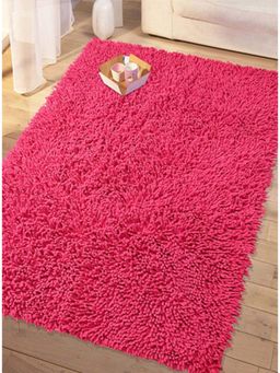 Saral Home - Dark Pink Cotton Saggy Anti Slip Carpet -90x150 cm
