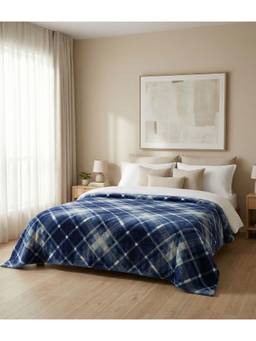 Saral Home - SCOTT light weight Cloudy Mink Silky-Soft Quilt-Blanket all Seasons, Blue