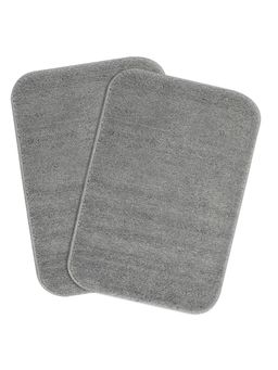 Saral Home - Solid Soft Microfibe Antiskid Bath Mat Grey (Pack of 2)