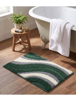 Saral Home - Wave Microfiber Antiskid Green Bath Mat (S)