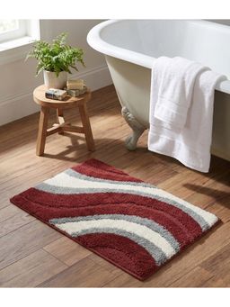 Saral Home - Wave Microfiber Antikid Maroon Bath Mat (S)