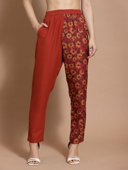 KASSUALLY - Rust Printed Retro Trouser