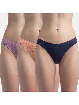 Jockey - 3005 Women Cotton Bikini-Valerian, Candlelight Peach And Classic Navy (Pack of 3)
