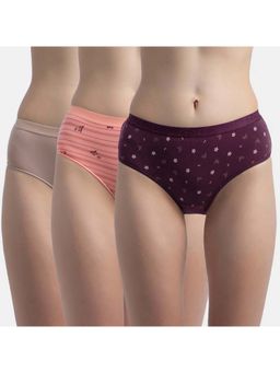 Jockey - 3006 Women Cotton Hipster-Candlelight Peach, Potent Purple And Mocha (Pack of 3)