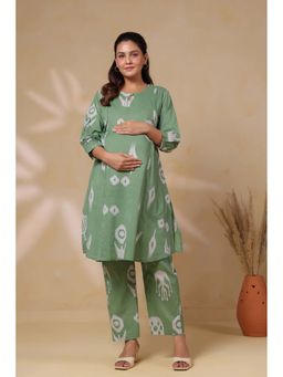 CRAFIQA - Sage Classic Ikat Cotton Maternity - Nursing Co-Ord Set