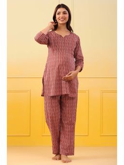 CRAFIQA - Shiraz Lines Cotton Maternity - Nursing Co-Ord Set