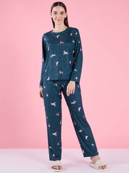 Sweet Dreams - Womens Printed Nightsuit Teal