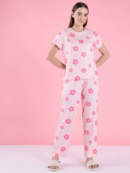 Sweet Dreams - Womens Printed Nightsuit Pink