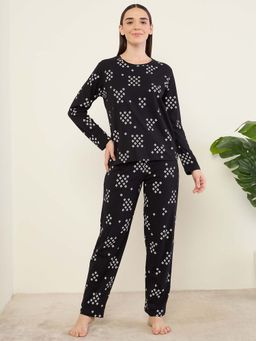 Sweet Dreams - Womens Printed Nightsuit Black