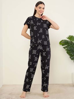 Sweet Dreams - Womens Printed Nightsuit Black